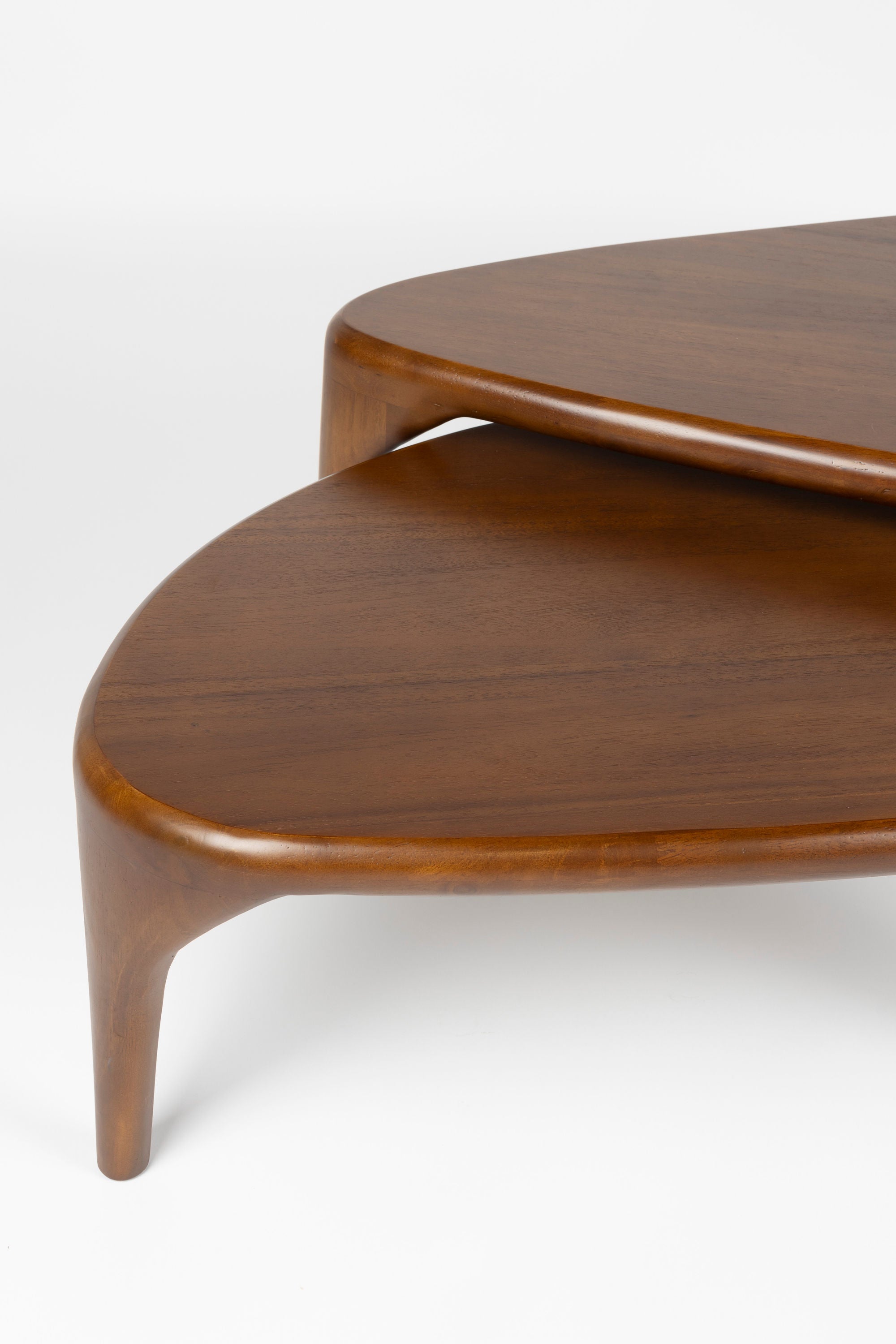 Zuiver Set of 2 Isla Walnut Brown Wood Coffee Table Nest